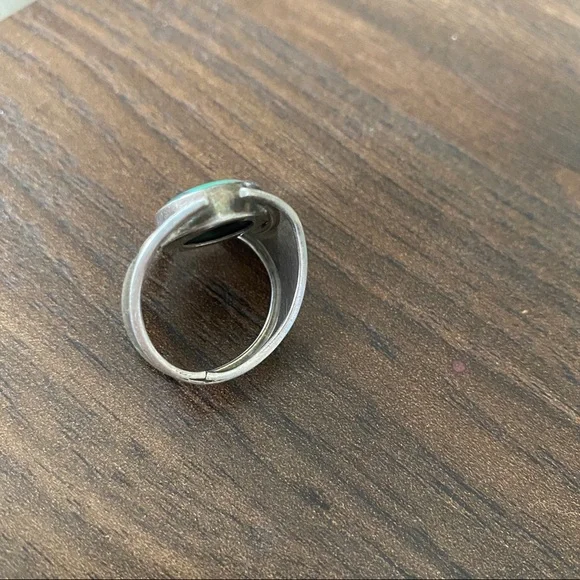 Turquoise Ring adjustable sterling  silver 925 size 7 - Picture 4 of 5